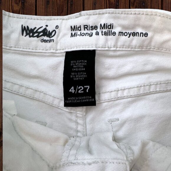 MOSSIMO Mid Rise Midi White Cuff Denim Jeans Shorts 4 / 27 - Picture 3 of 4